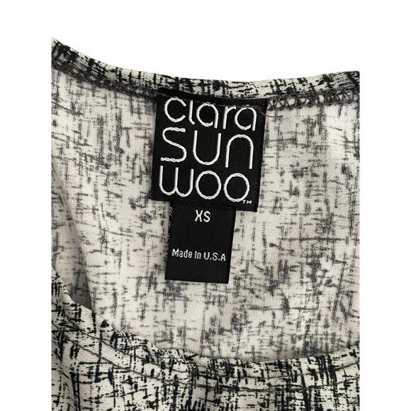 Clara Sun Woo Artsy Asymmetrical Tunic Top Gray Black Slinky Blouse Women's XS‎ - Picture 8 of 9